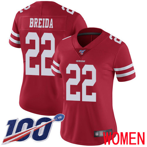 San Francisco 49ers Limited Red Women Matt Breida Home NFL Jersey #22 100th Season Vapor Untouchable->san francisco 49ers->NFL Jersey